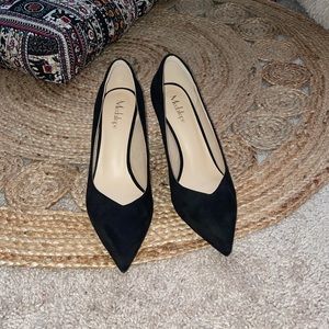 NEW! black suede pointed toe pumps